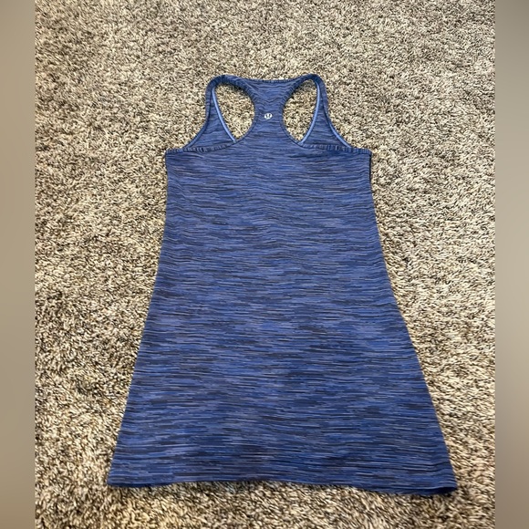Lululemon Cool Racerback Tank Top Shirt Cadet Blue black gray Stripes, size 4 - Picture 6 of 9